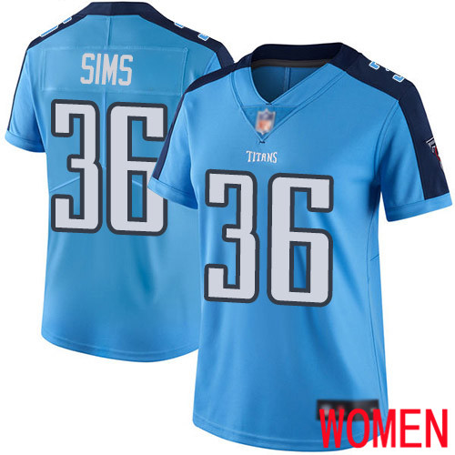 Tennessee Titans Limited Light Blue Women LeShaun Sims Jersey NFL Football 36 Rush Vapor Untouchable